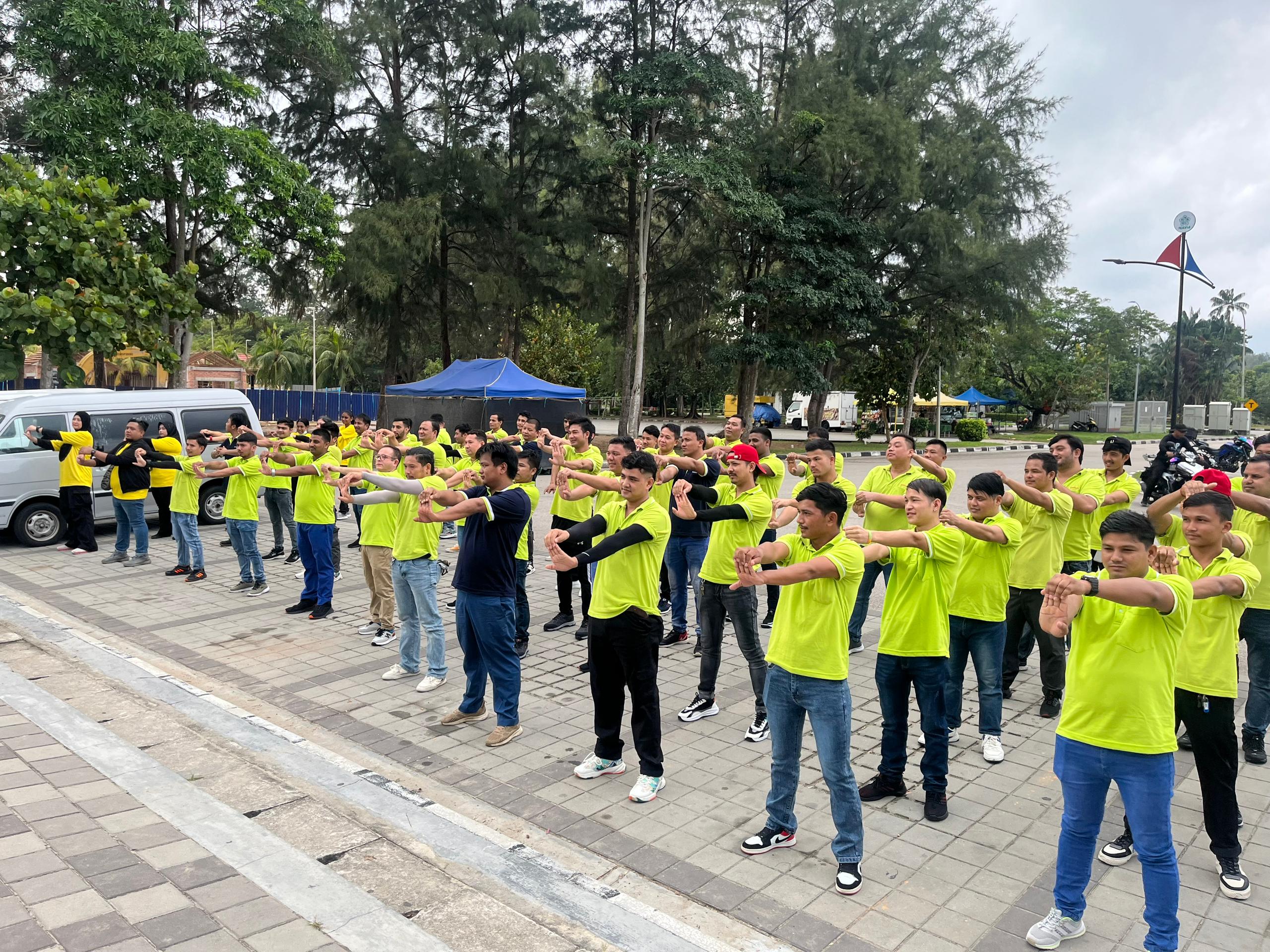 Morning Stretches before Beach Cleaning