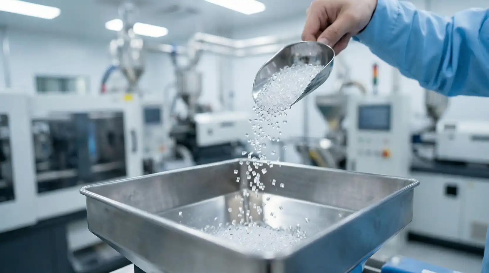 Plastic pellets used in injection molding